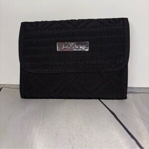 Vera Bradley Euro Wallet Classic Black Quilted Microfiber